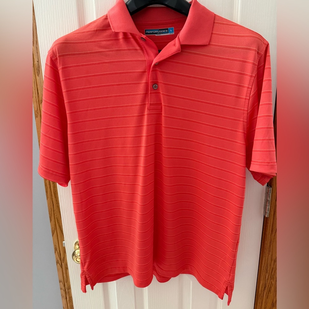 Roundtree & Yorke | Size Large Mens Orange Coral Performance Golf Polo Athletic